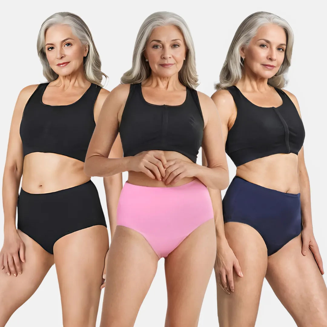 Cotton Panty For Older Women Black, Navy Blue & Light Pink
