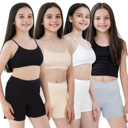 Teen Shorties | Thigh Length | High Waist | Full Coverage | Chafe Free | 4 Pack