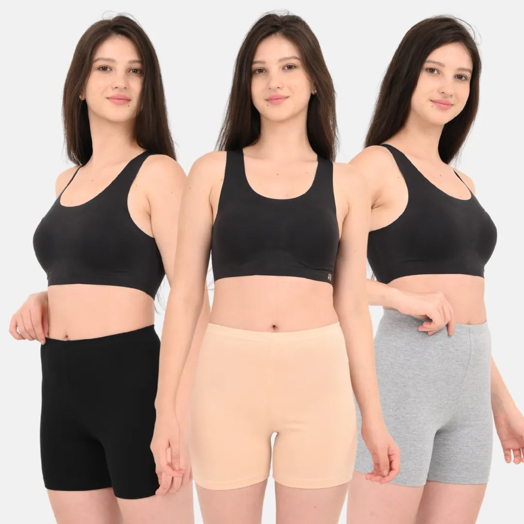 Cotton Shorties Skin, Black & Grey