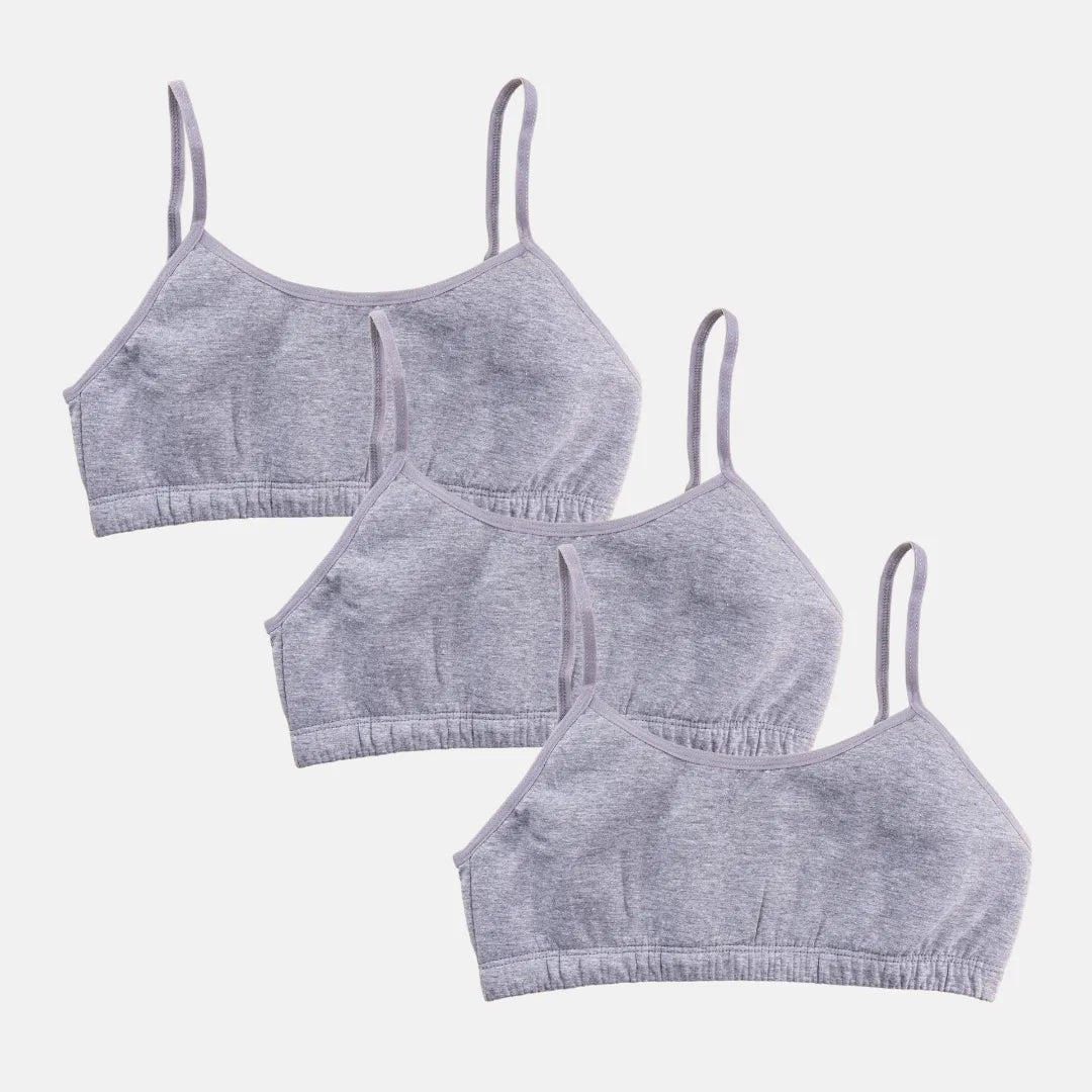 Cotton Teenager Bra Grey Pack 3