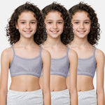 Cotton Teenager Bra Grey Pack 3