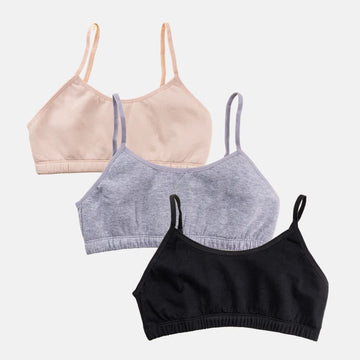 Cotton Teenager Bra Skin Grey Black