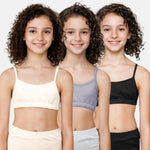 Cotton Teenager Bra Skin, Grey & Black