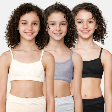 Cotton Teenager Bra Skin, Grey & Black