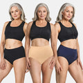 Cotton Underwear For Older Women Black, Navy Blue & Skin