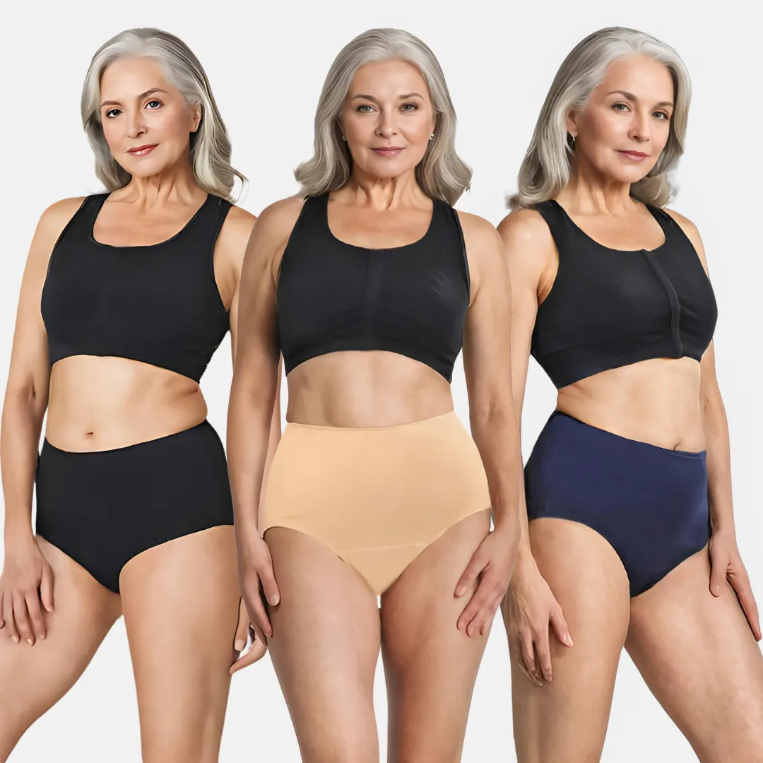 Cotton Underwear For Older Women Black, Navy Blue & Skin