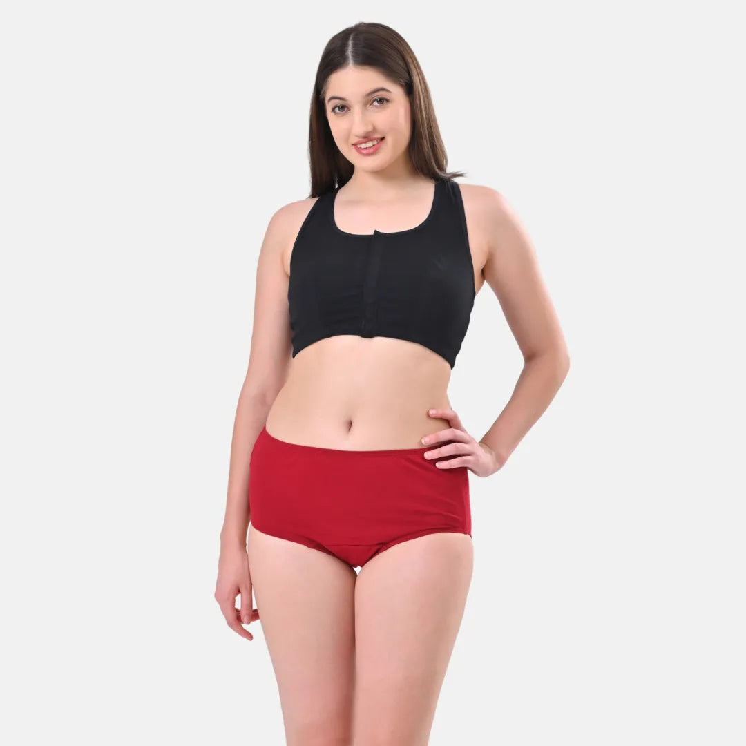  Cotton Underwear High Waist Maroon
