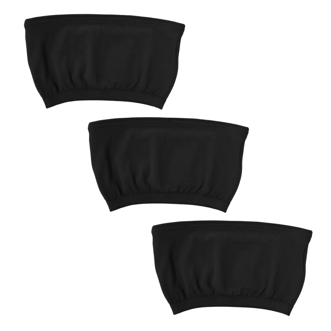 Crop Top Tube Bra For Girls Black Pack Of 3