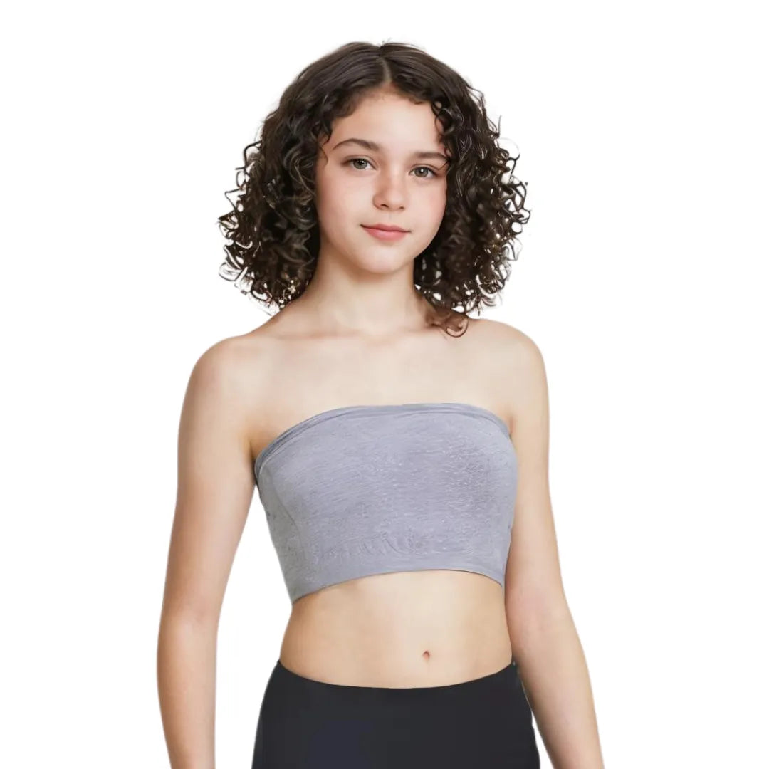 Crop Top Tube Bra For Girls Grey