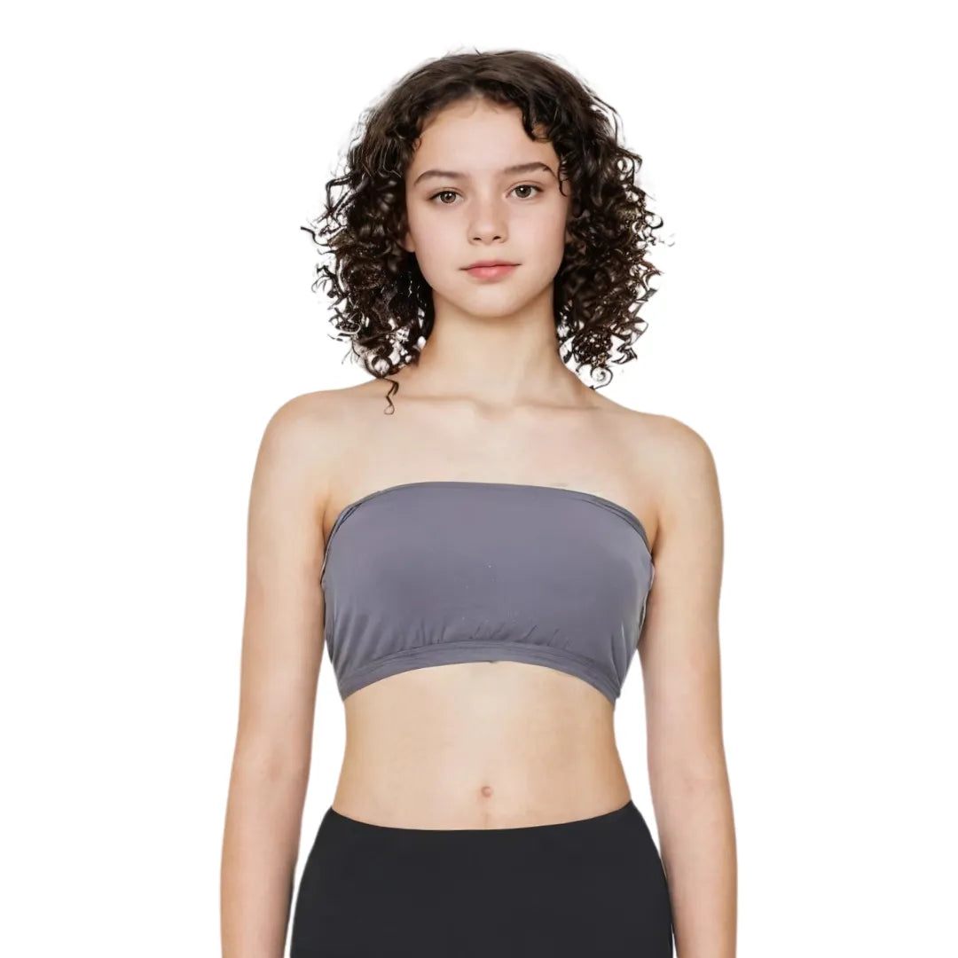 Crop Top Tube Bra For Girls Steel Grey