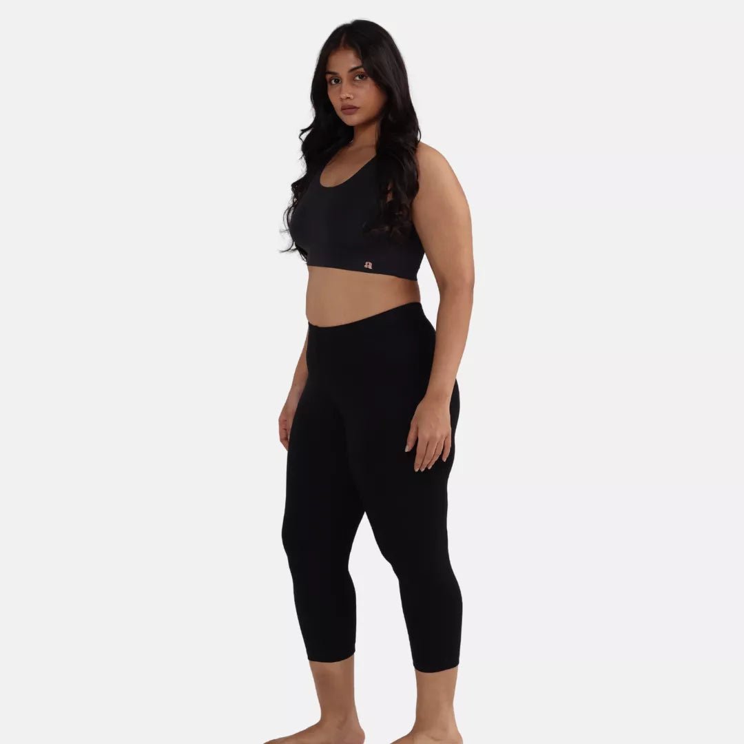 Cropped Leggings For Plus Size Black