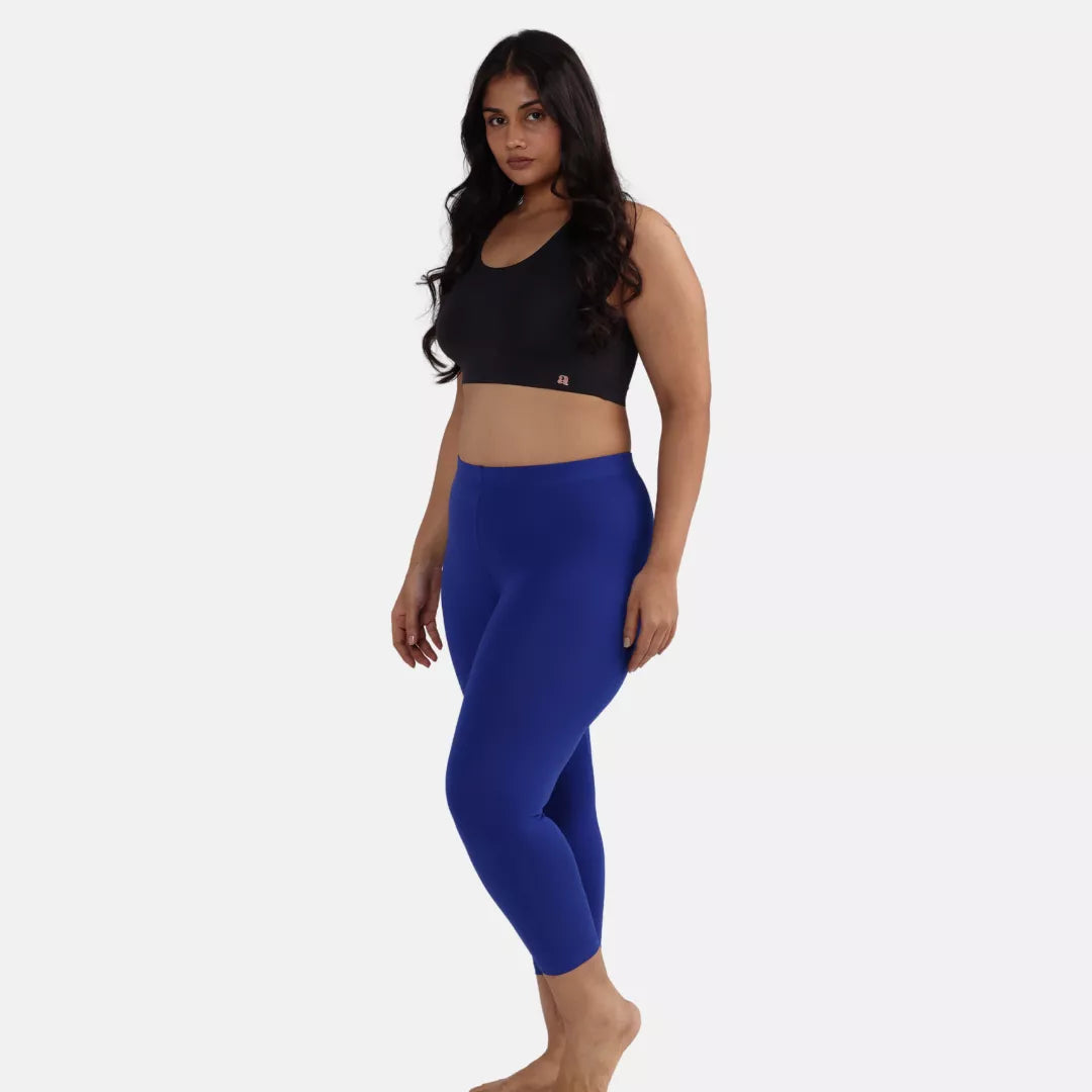 Cropped Leggings For Plus Size Blue