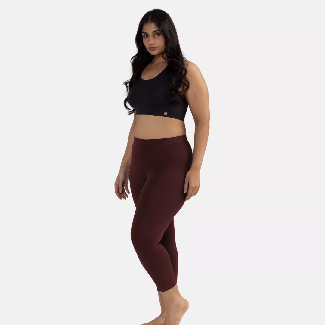 Cropped Leggings For Plus Size Brown