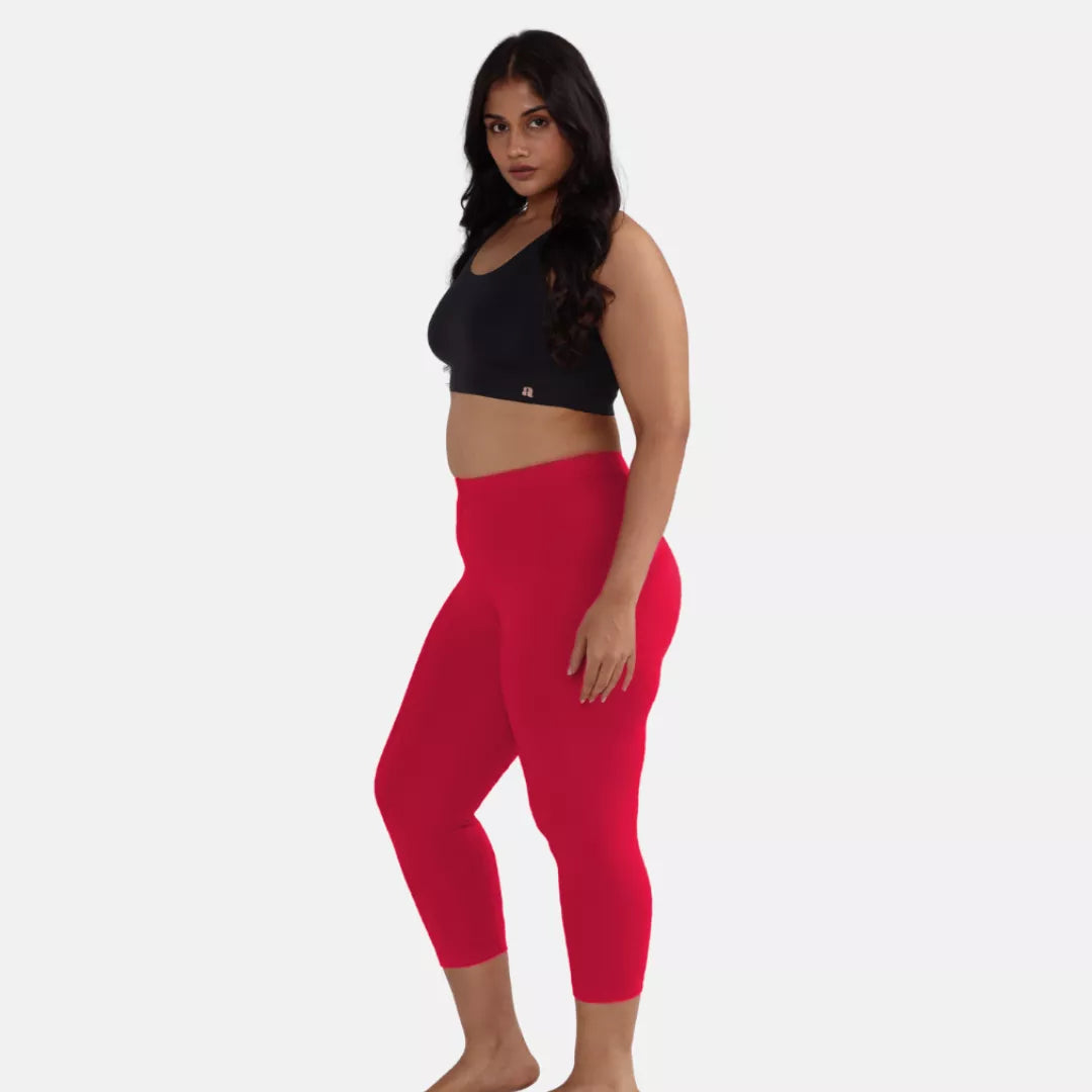 Cropped Leggings For Plus Size Dark Pink