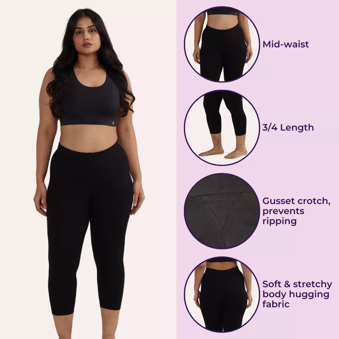 Cropped Leggings For Plus Size Black