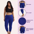 Cropped Leggings For Plus Size Features Blue