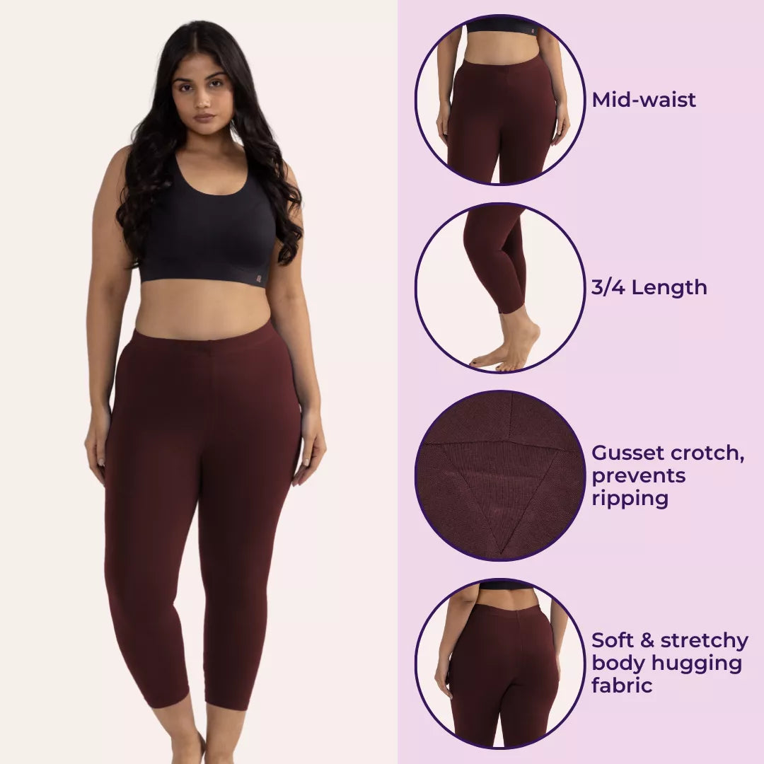 Cropped Leggings For Plus Size Features Brown