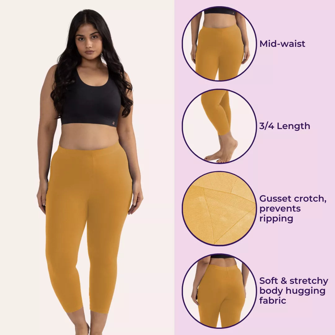 Cropped Leggings For Plus Size Caramel