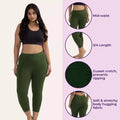 Cropped Leggings For Plus Size Features Green