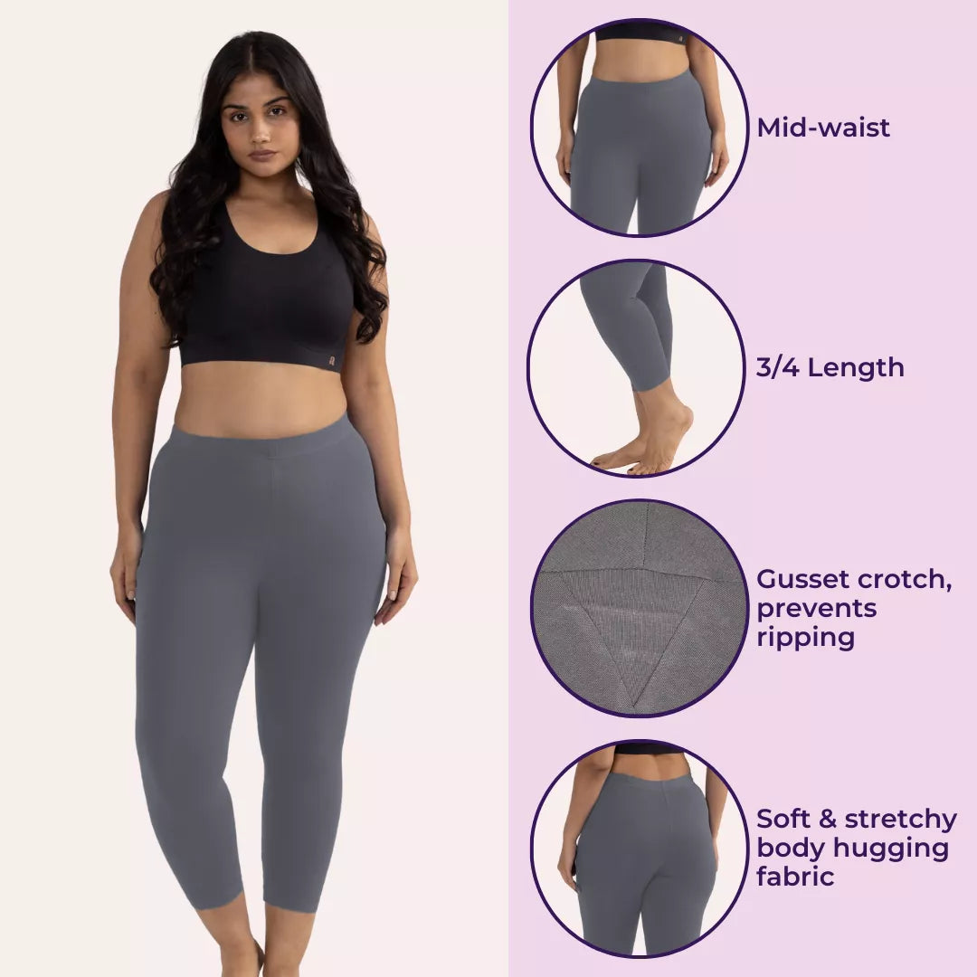 Cropped Leggings For Plus Size Grey