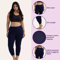 Cropped Leggings For Plus Size Features Navy Blue