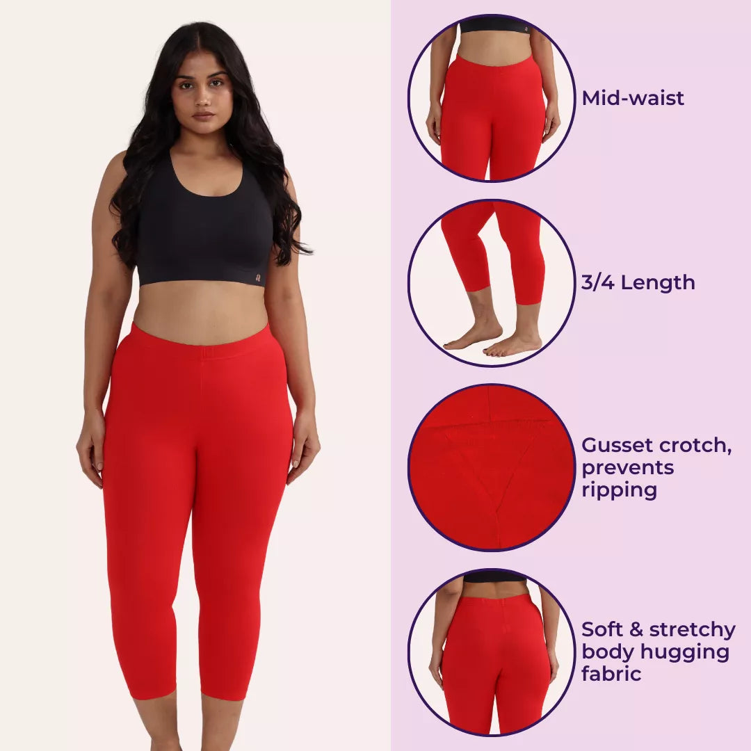 Cropped Leggings For Plus Size Red