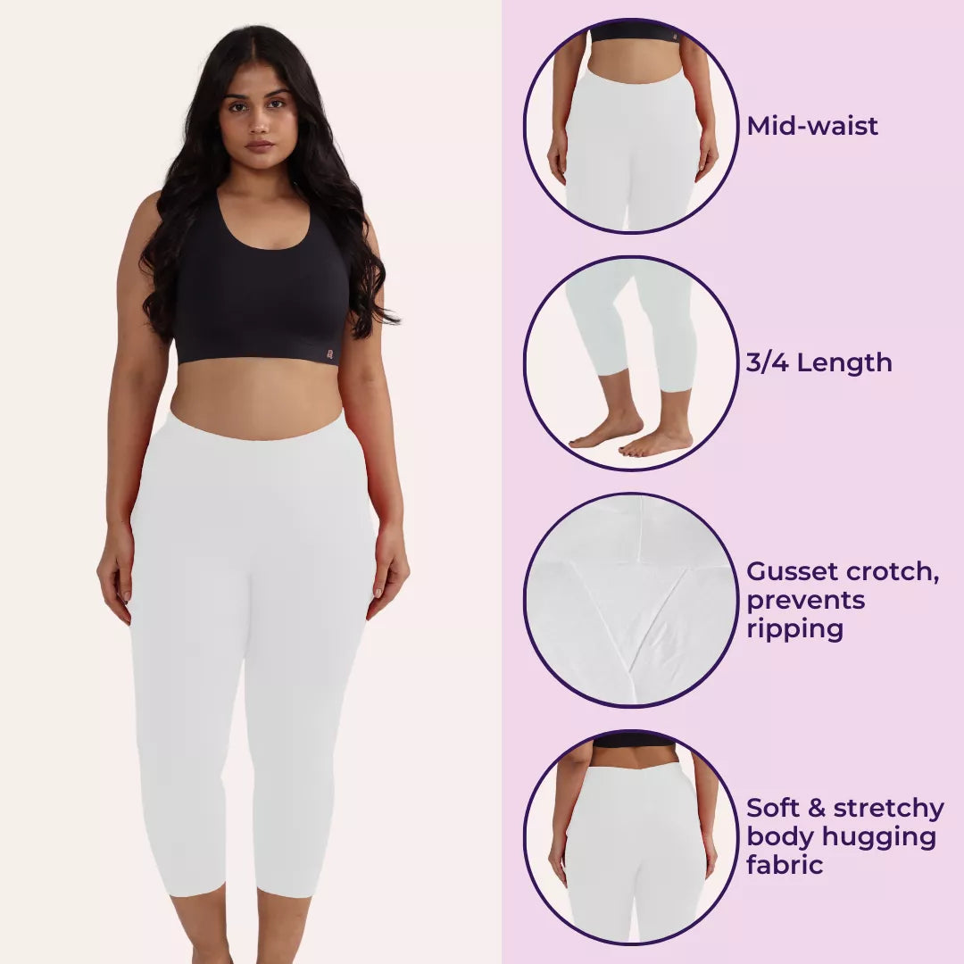 Cropped Leggings For Plus Size White