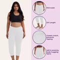 Cropped Leggings For Plus Size Features White