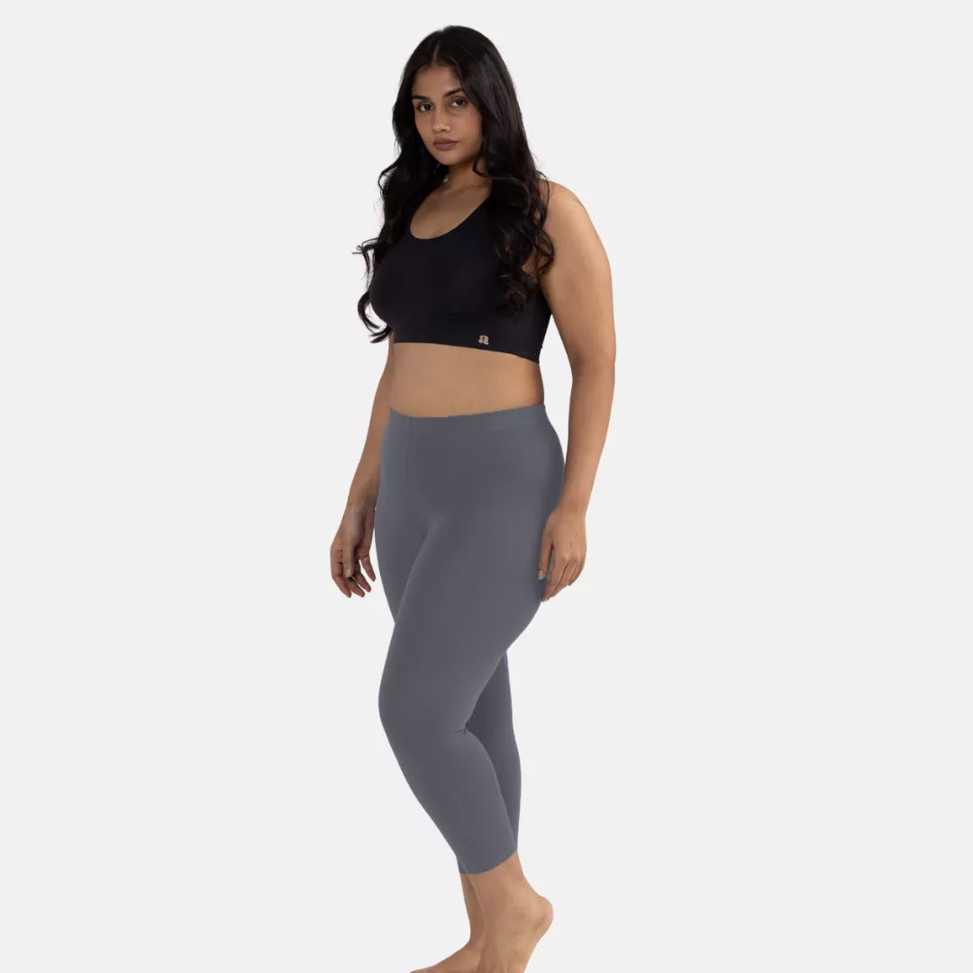 Cropped Leggings For Plus Size Grey
