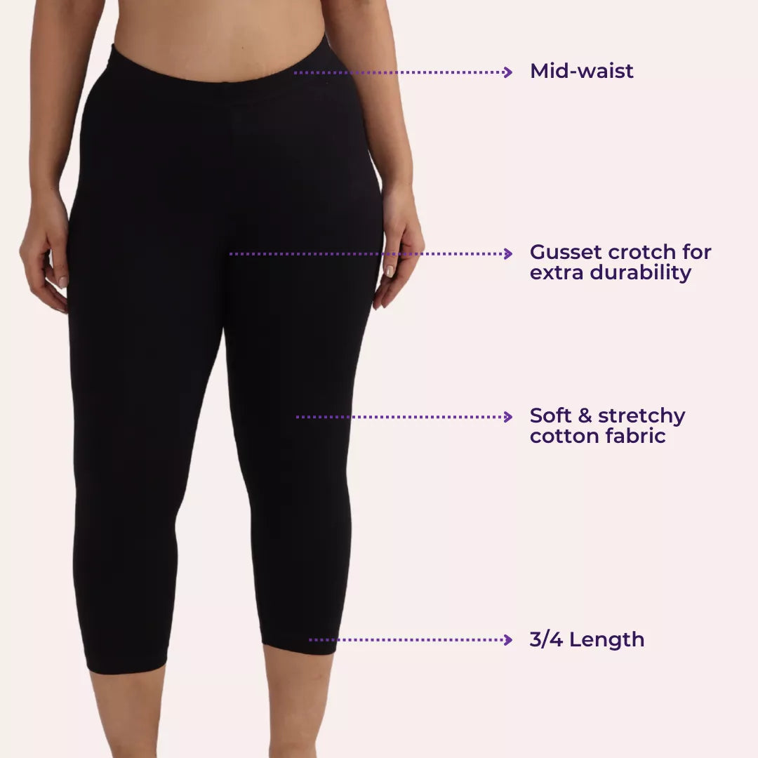 Cropped Leggings For Plus Size Main Features Black