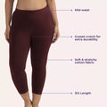 Cropped Leggings For Plus Size Main Features Brown
