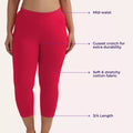 Cropped Leggings For Plus Size Main Features Dark Pink