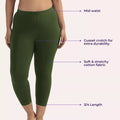 Cropped Leggings For Plus Size Main Features Green