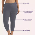 Cropped Leggings For Plus Size Main Features Grey