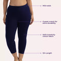 Cropped Leggings For Plus Size Main Features Navy Blue
