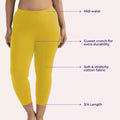 Cropped Leggings For Plus Size Main Features Yellow