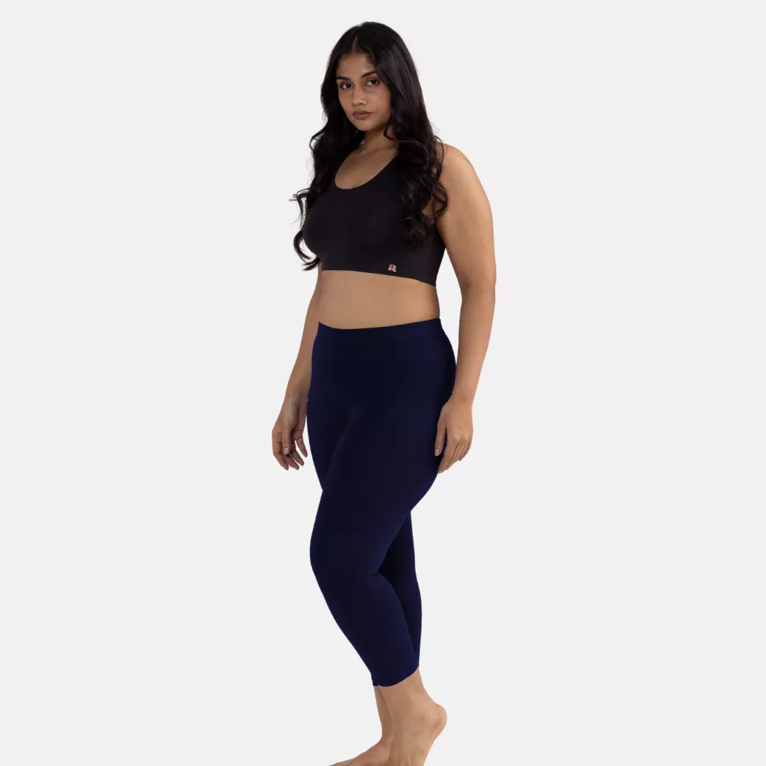 Cropped Leggings For Plus Size Navy Blue