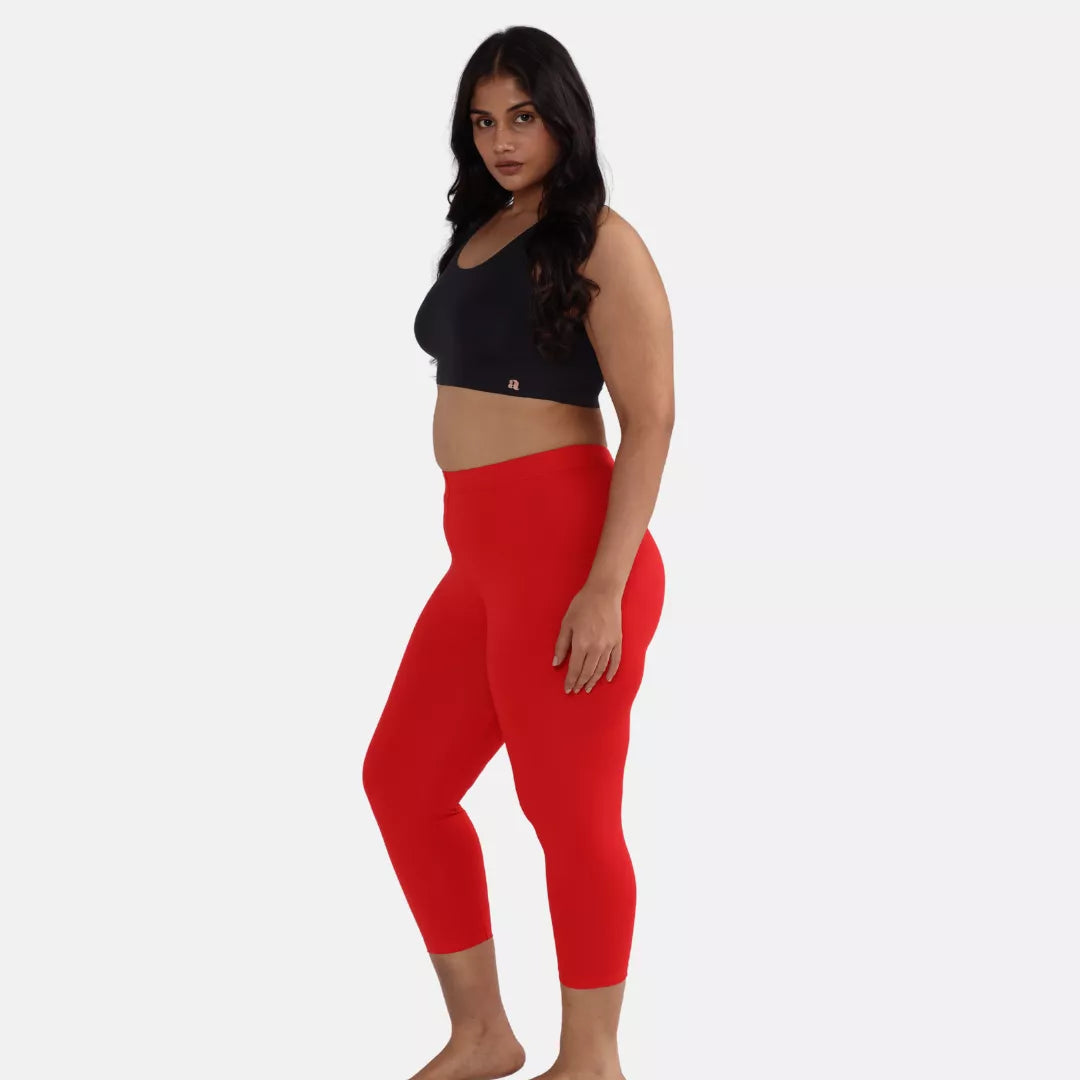 Cropped Leggings For Plus Size Red