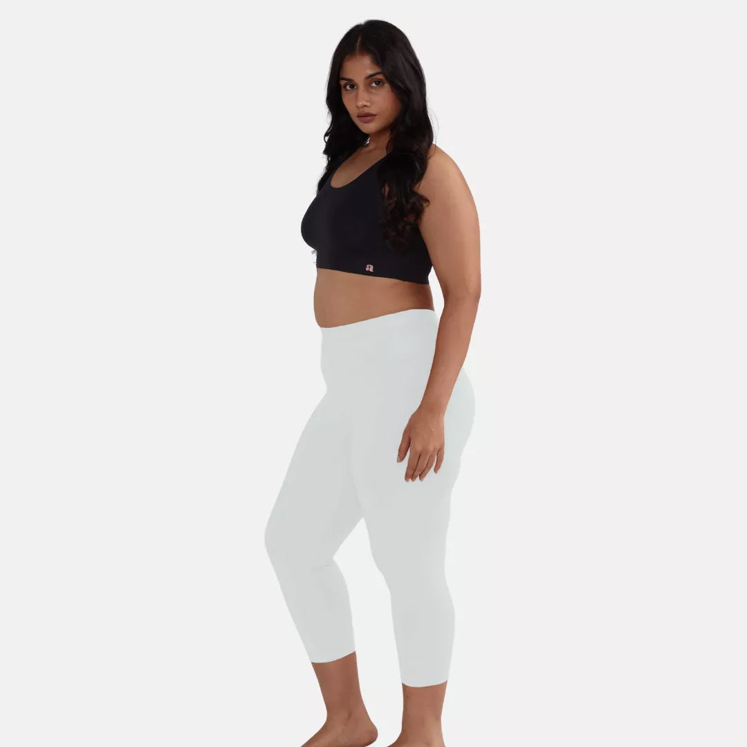 Cropped Leggings For Plus Size White