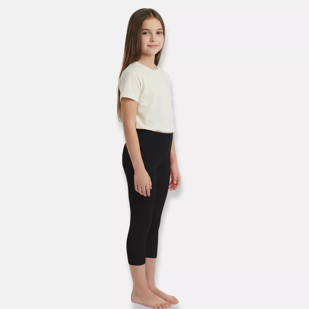 Cropped Leggings For Teens-Black