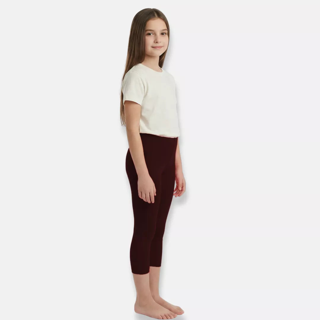 Cropped Leggings For Teens-Brown