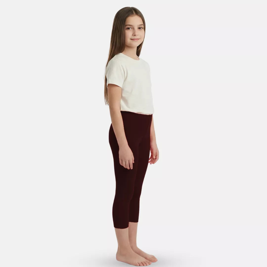Cropped Leggings For Teens-Brown