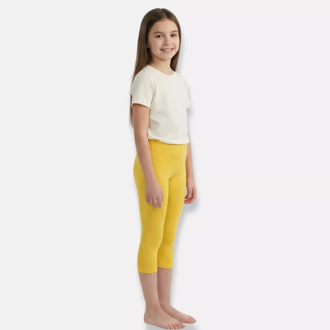 Cropped Leggings For Teens-Yellow