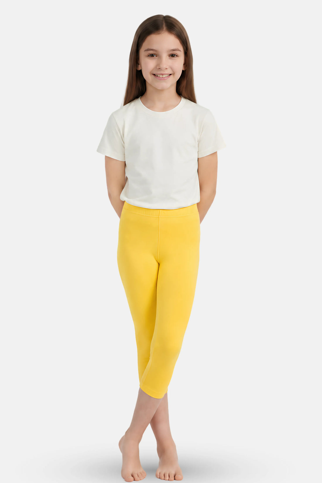 cropped leggings for teen girls - Yellow