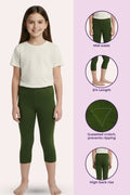 Teen Girl wearing Cropped leggings -colour-Green