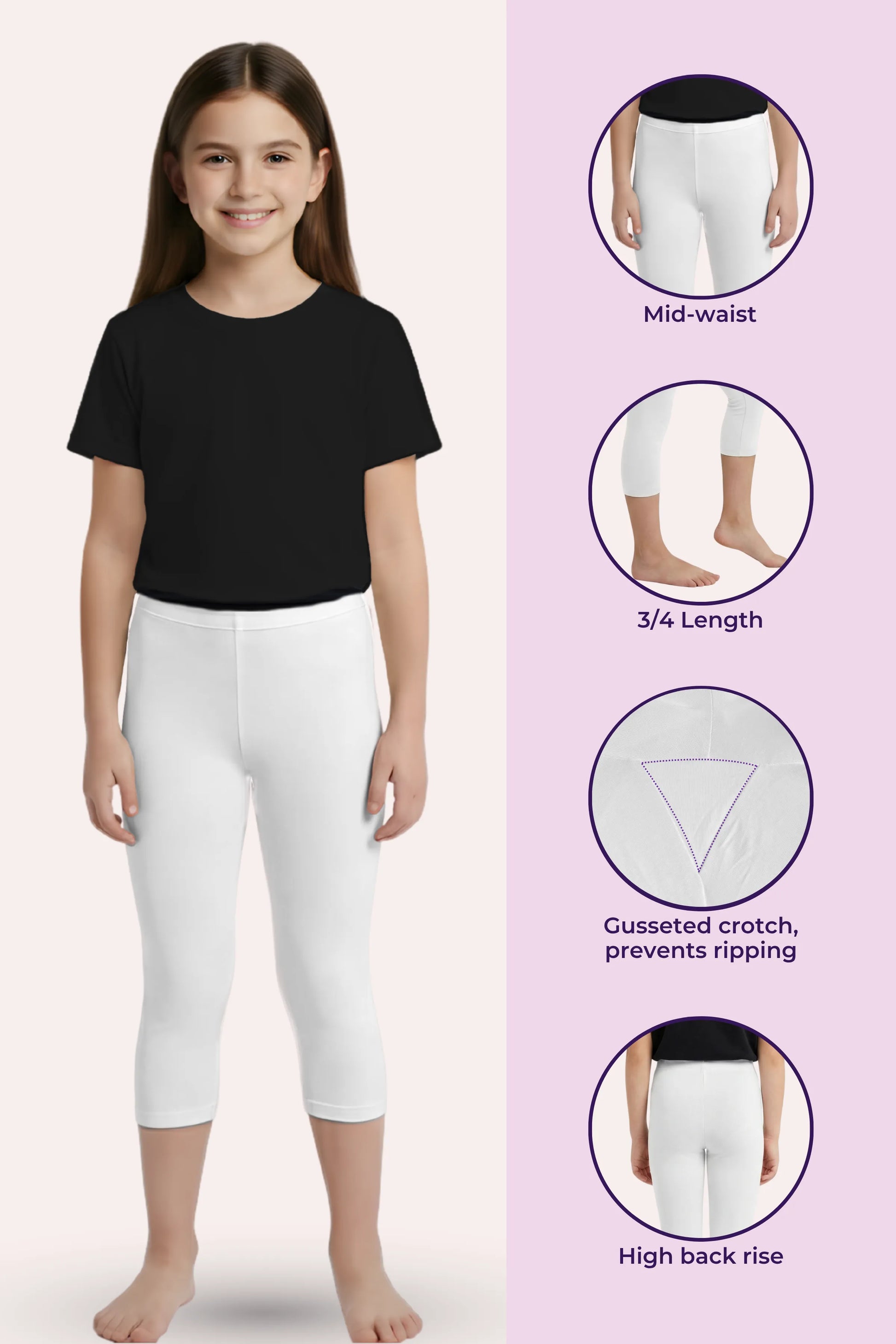 White Leggings For Teen Girls-Colour -White