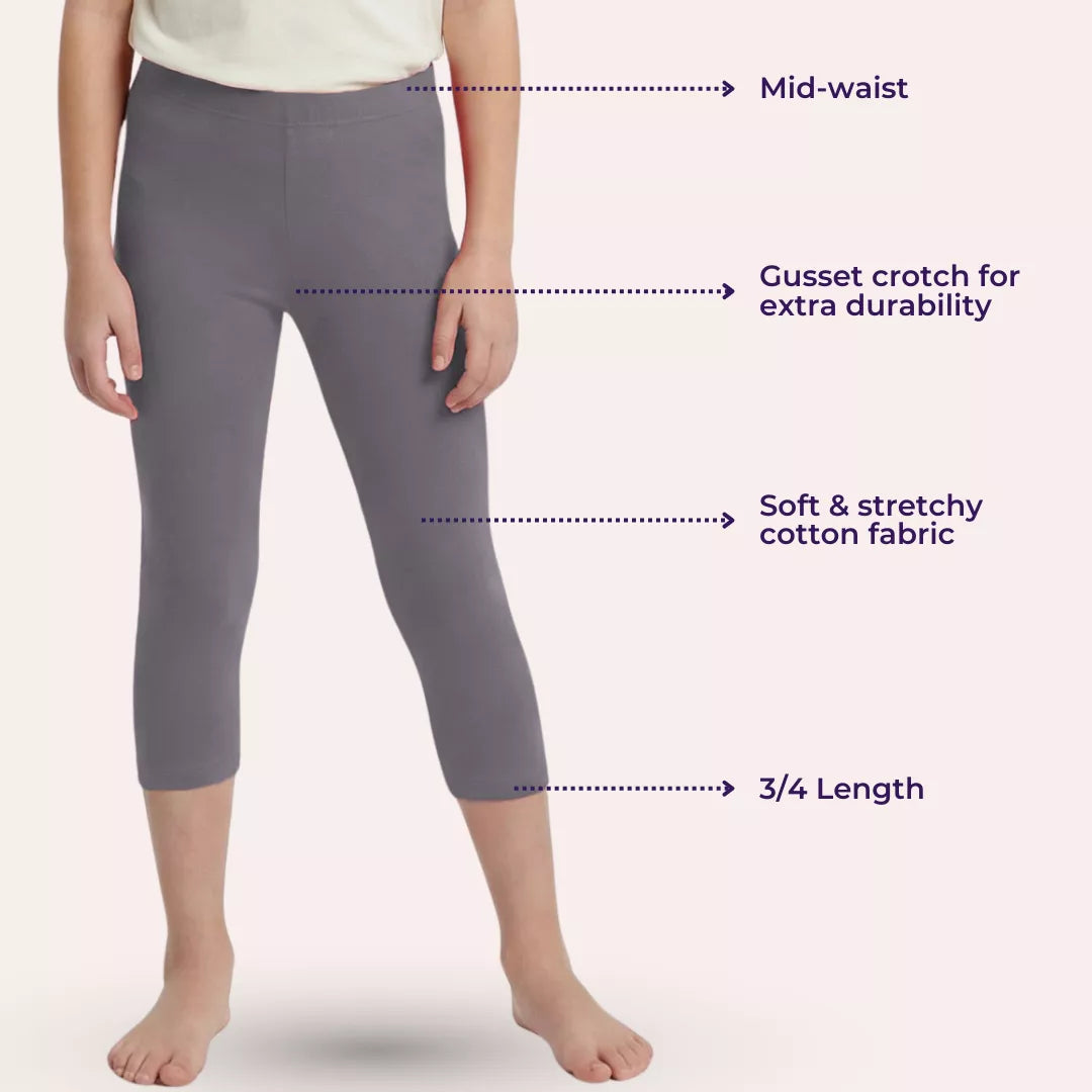 Cropped Leggings For Teens Main Features-Grey