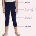 Cropped Leggings For Teens Main Features-Navy Blue