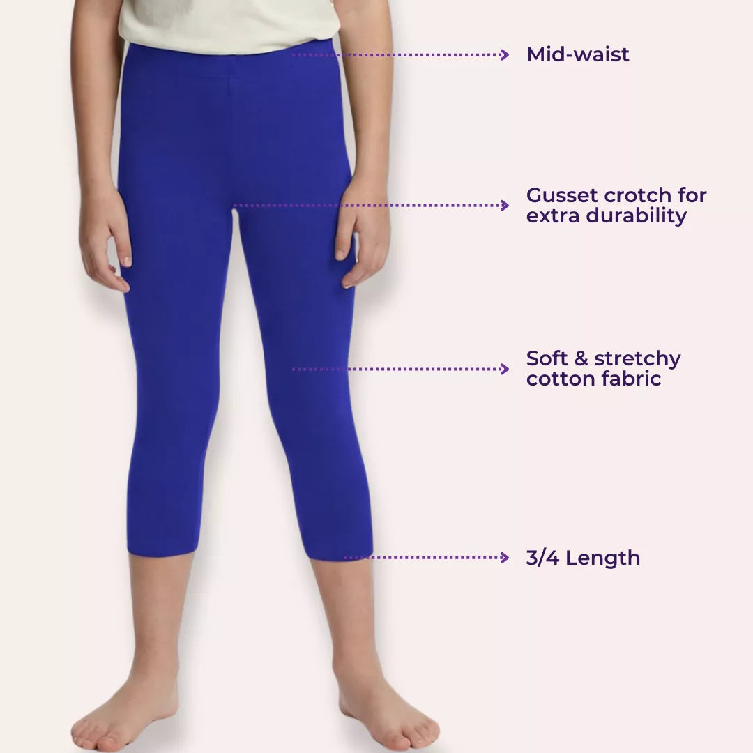 Cropped Leggings For Teens Main Features Royal Blue
