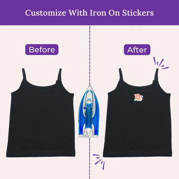 Power Of Choice Girl's Slips | Free DIY Iron On Stickers | Soft Elastic Shoulder To Adjust Length | 7 Pack